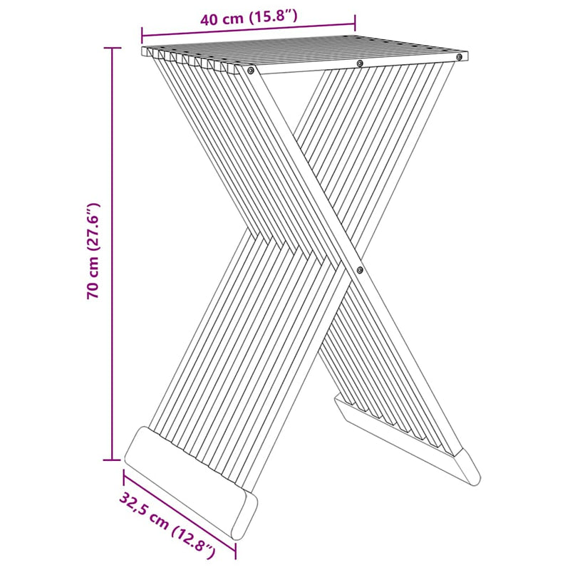 Taburet pliabil, 40x32,5x70 cm, lemn masiv de tec