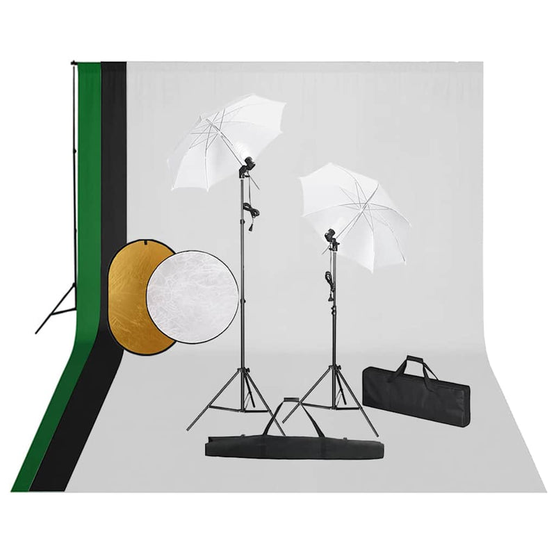 Set studio foto cu lămpi, fundal și reflector