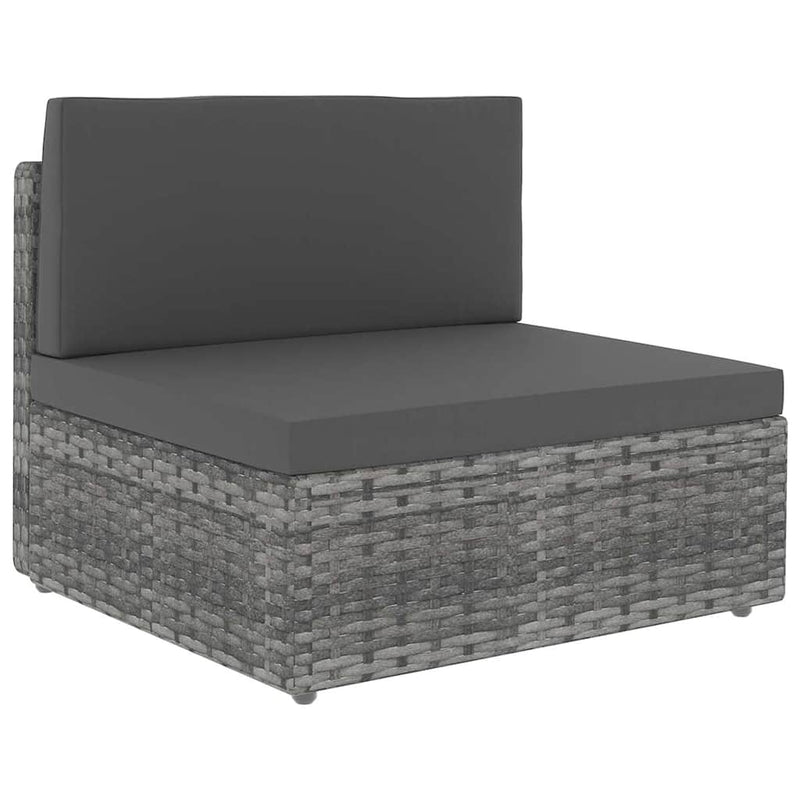 Set mobilier de grădină cu perne, 5 piese, gri, poliratan