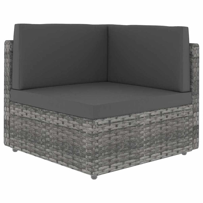 Set mobilier de grădină cu perne, 5 piese, gri, poliratan