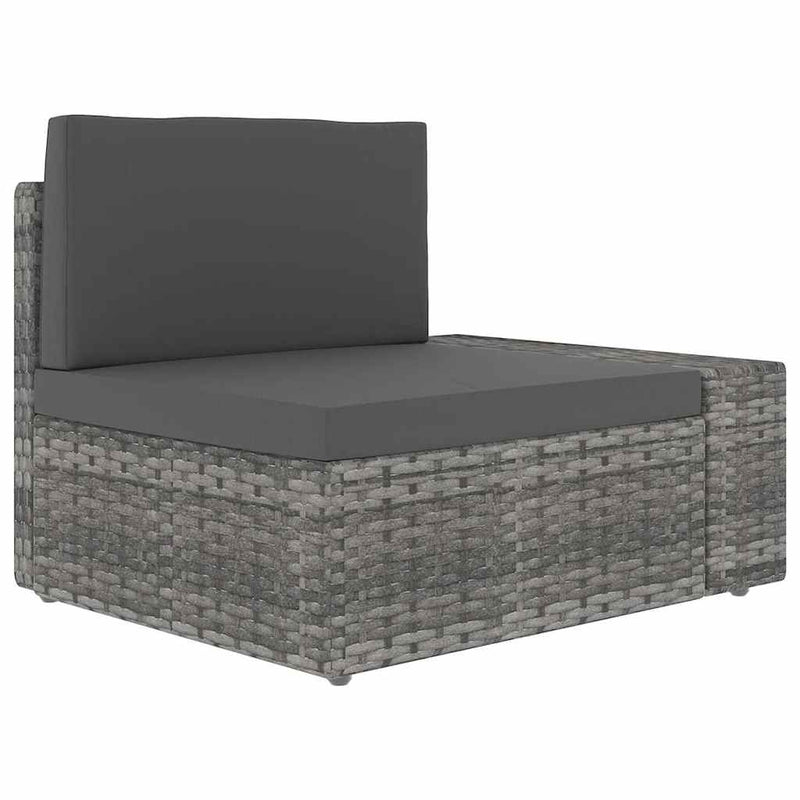Set mobilier de grădină cu perne, 5 piese, gri, poliratan