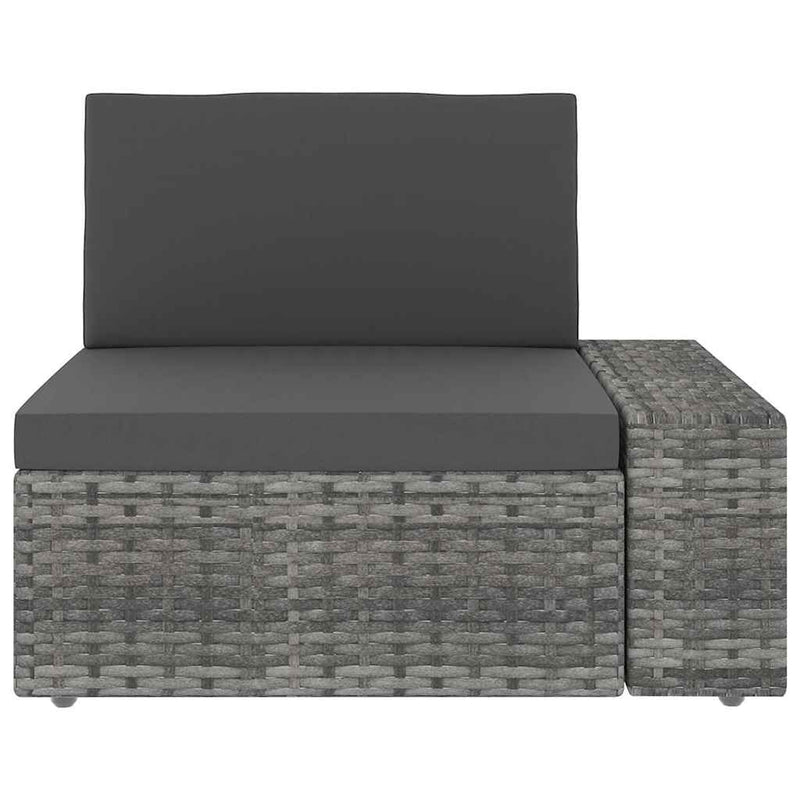 Set mobilier de grădină cu perne, 5 piese, gri, poliratan