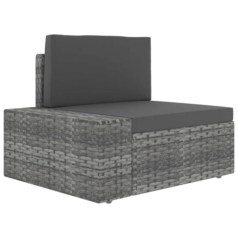 Set mobilier de grădină cu perne, 5 piese, gri, poliratan