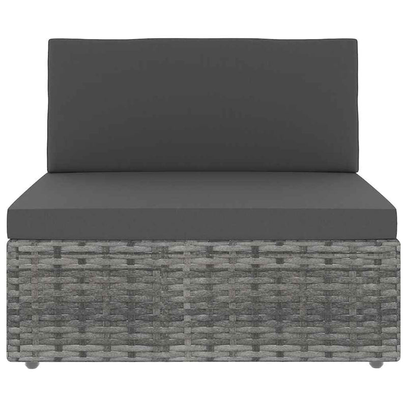 Set mobilier de grădină cu perne, 9 piese, gri, poliratan