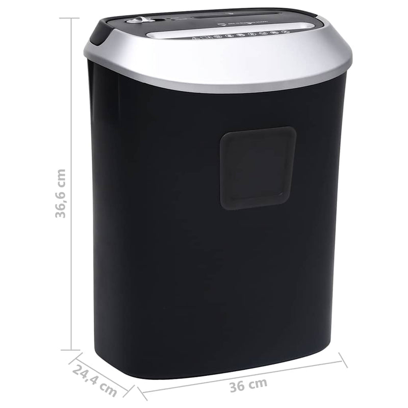 Tocător de hârtie, 10 coli, fâșii tăiate transversal, negru