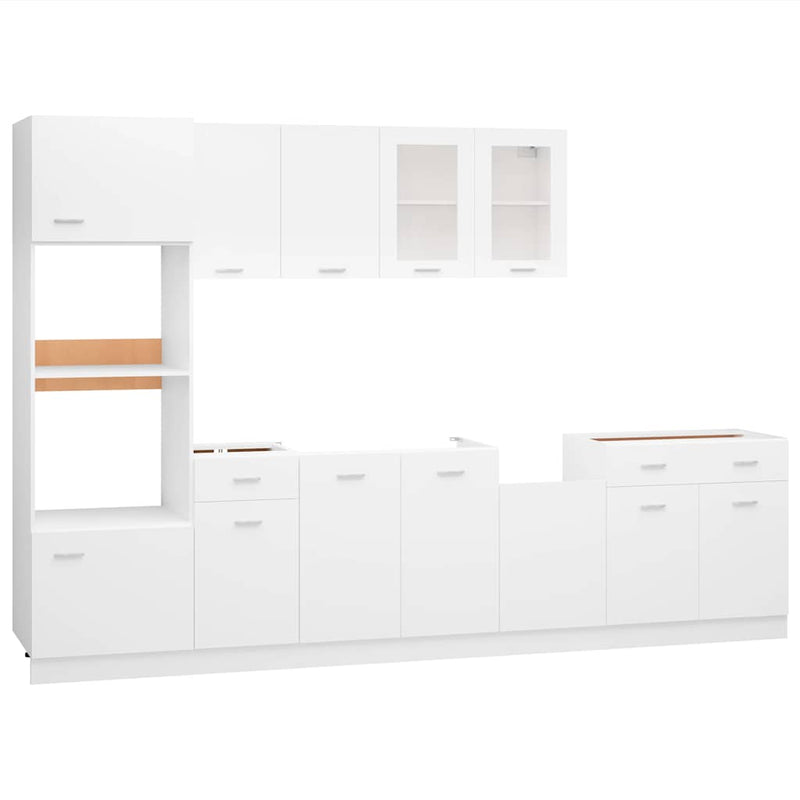 Set dulapuri de bucătărie, Lyon, 7 piese, alb, lemn prelucrat