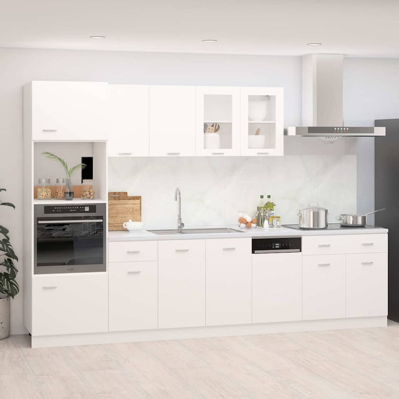 Set dulapuri de bucătărie, Lyon, 7 piese, alb, lemn prelucrat