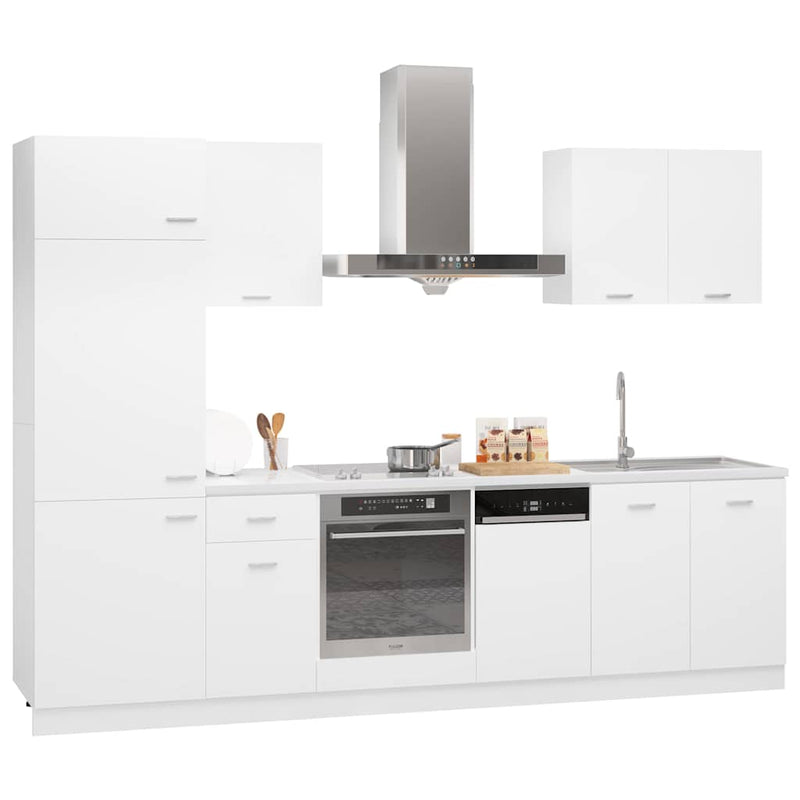 Set dulapuri de bucătărie, Lyon, 7 piese, alb, lemn prelucrat