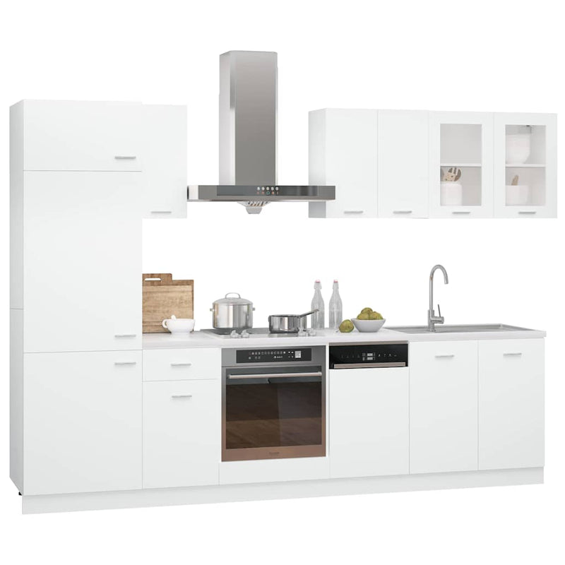 Set dulapuri de bucătărie, Lyon, 8 piese, alb, PAL