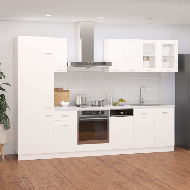 Set dulapuri de bucătărie, Lyon, 8 piese, alb, PAL