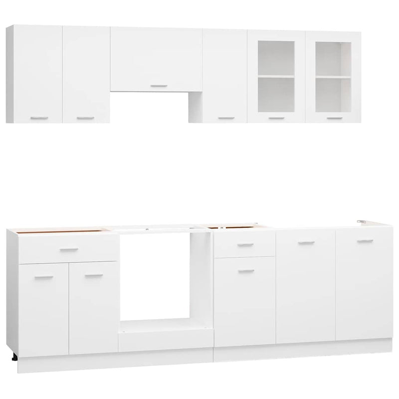Set dulapuri de bucătărie, Lyon, 8 piese, alb, PAL