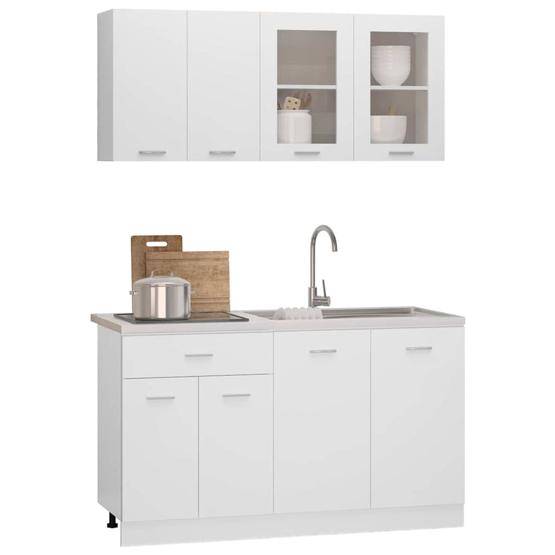 Set dulapuri de bucătărie, Lyon, 4 piese, alb, lemn prelucrat