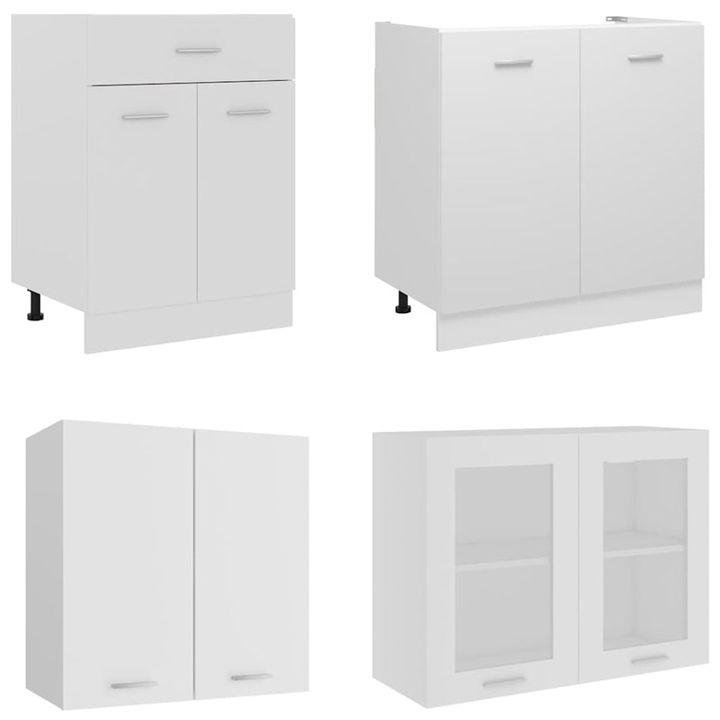 Set dulapuri de bucătărie, Lyon, 4 piese, alb, lemn prelucrat