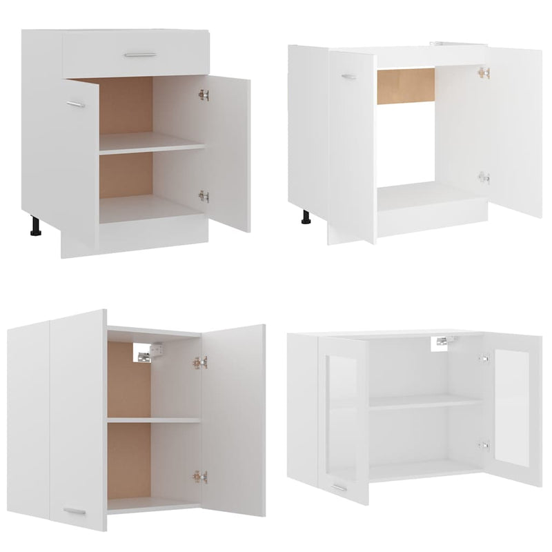 Set dulapuri de bucătărie, Lyon, 4 piese, alb, lemn prelucrat