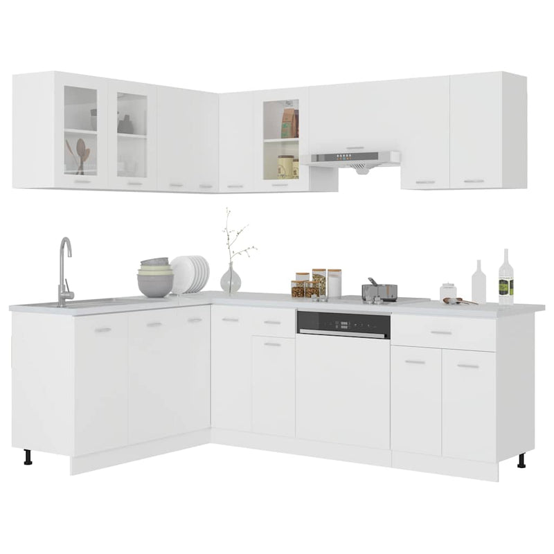 Set dulapuri de bucătărie, Lyon, 11 piese, alb, PAL