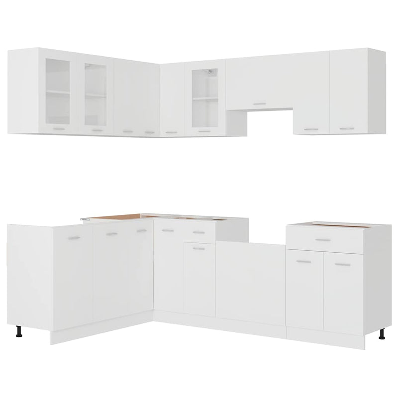 Set dulapuri de bucătărie, Lyon, 11 piese, alb, PAL