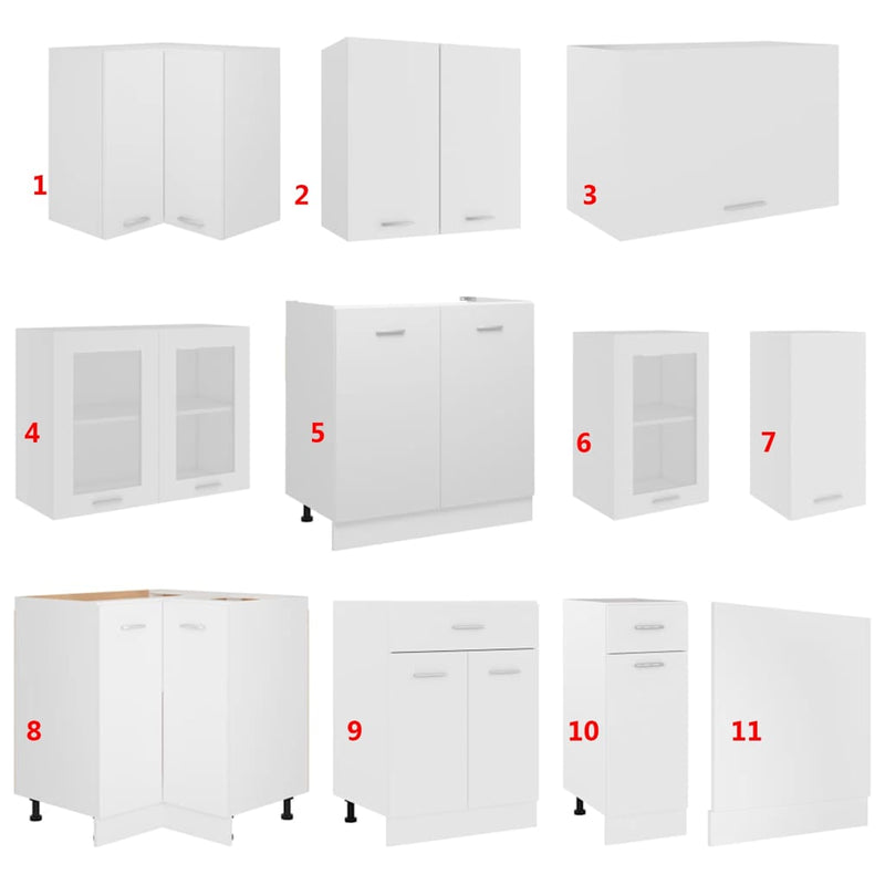 Set dulapuri de bucătărie, Lyon, 11 piese, alb, PAL