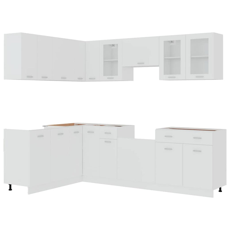 Set dulapuri de bucătărie, Lyon, 11 piese, alb, PAL