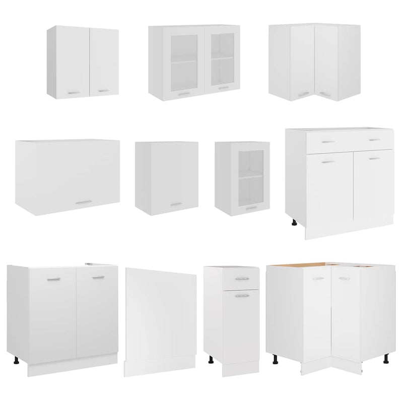 Set dulapuri de bucătărie, Lyon, 11 piese, alb, PAL