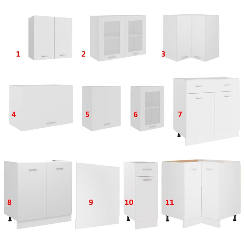 Set dulapuri de bucătărie, Lyon, 11 piese, alb, PAL
