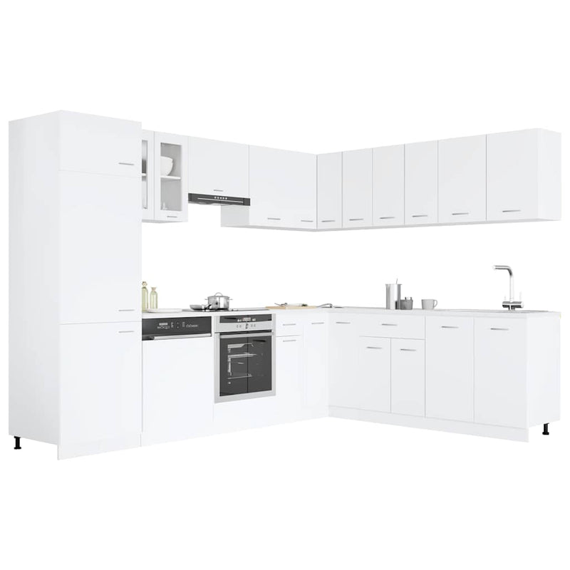 Set dulapuri de bucătărie, Lyon, 14 piese, alb, PAL