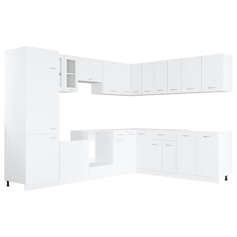Set dulapuri de bucătărie, Lyon, 14 piese, alb, PAL