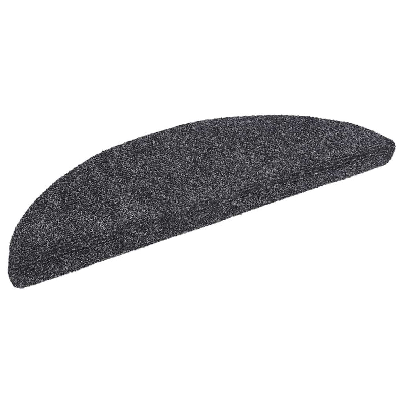 Covorașe pentru scări autoadezive, 5 buc., 56x17x3 cm, gri închis, semirotunde