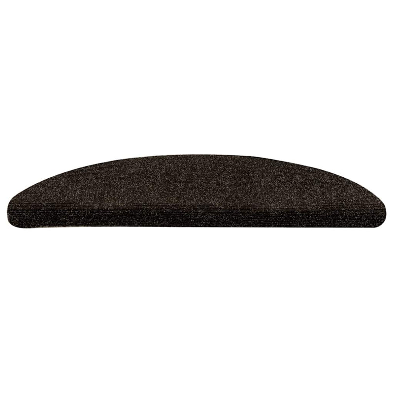 Covorașe autoadezive pentru scări, 10 buc., 56x17x3 cm, maro închis, semirotunde