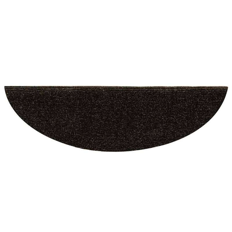 Covorașe autoadezive pentru scări, 10 buc., 56x17x3 cm, maro închis, semirotunde
