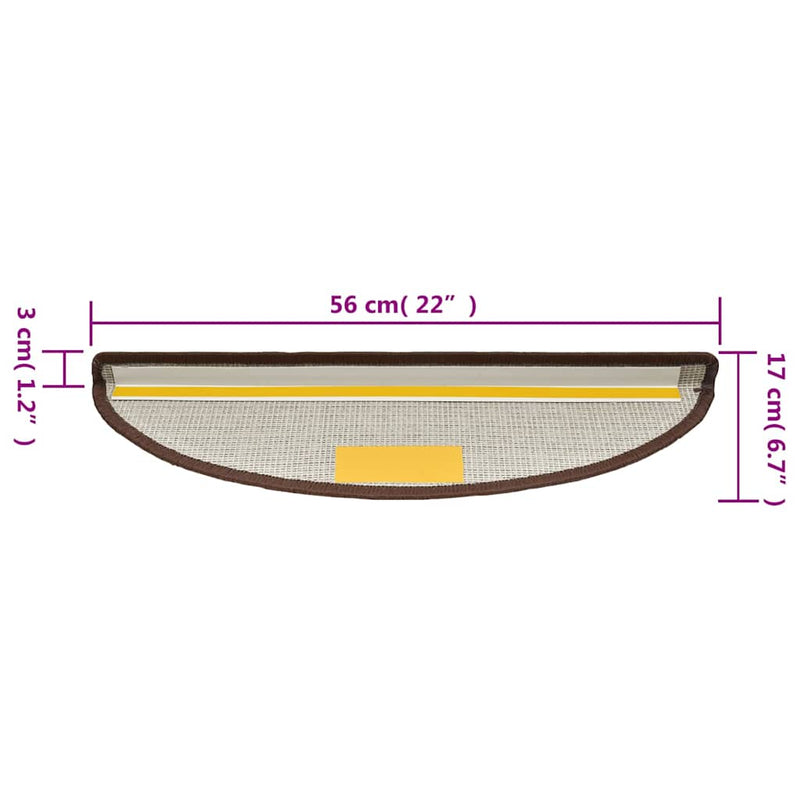 Grile pentru trepte 10 buc. 56 x 17 x 3 cm Non-Slip Maro Cafea
