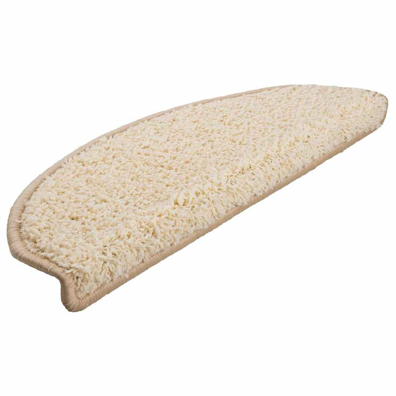 Covorașe pentru scări, 10 buc., 65x21x4 cm, crem, semirotunde, mari