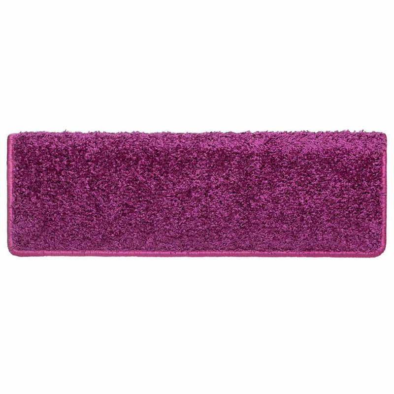 Covorașe pentru scări, 10 buc., 65x21x4 cm, violet, cu margini dreptunghiulare