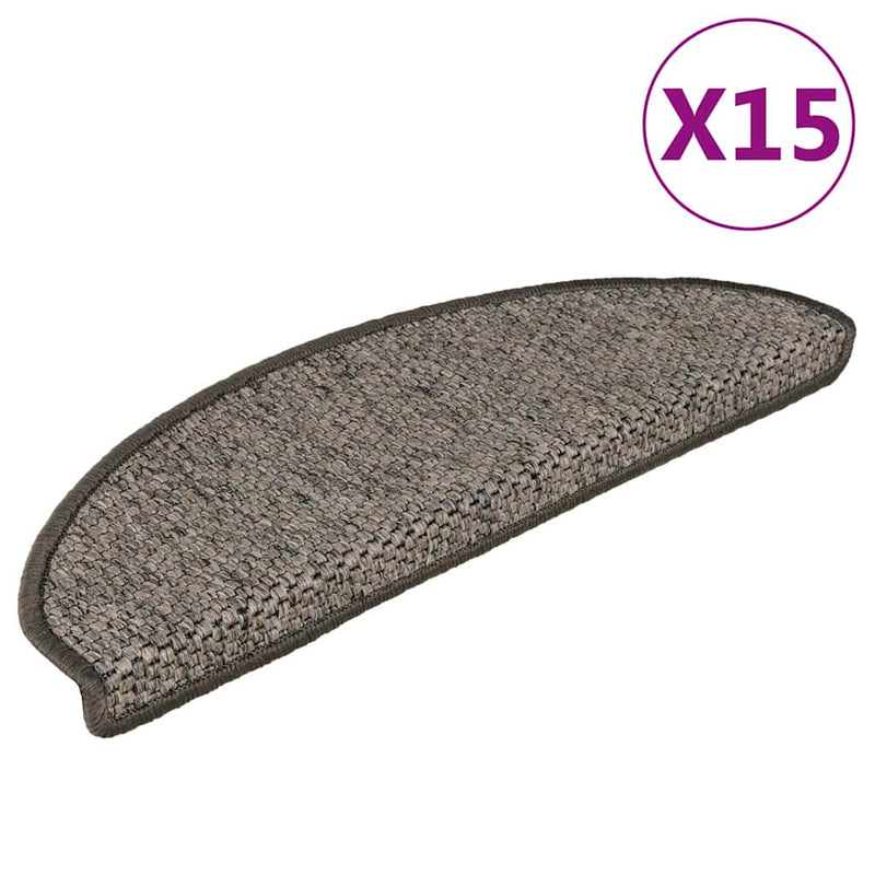 Covorașe autoadezive de scări 15 buc. gri/bej 65x21x4cm sisal