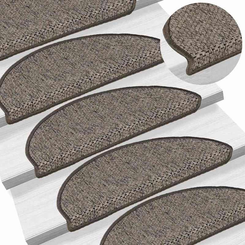 Covorașe autoadezive de scări 15 buc. gri/bej 65x21x4cm sisal