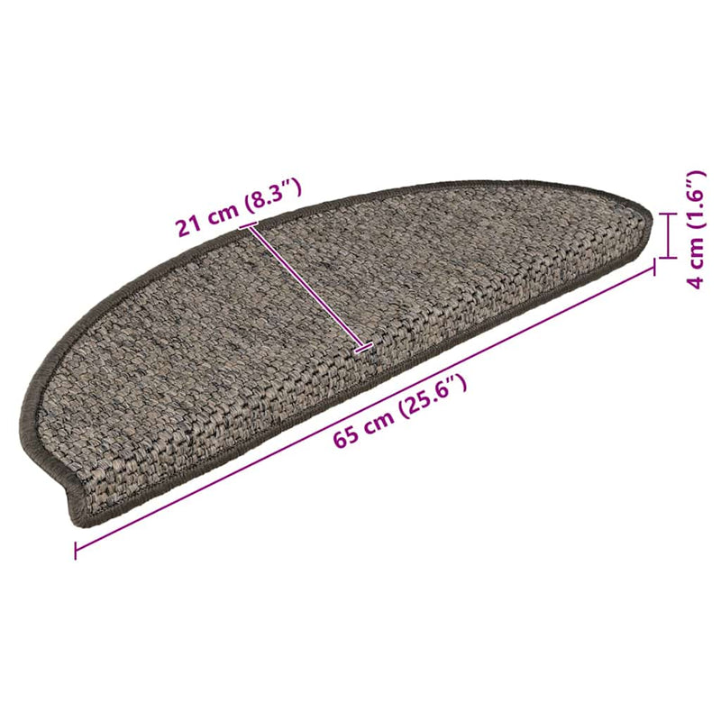 Covorașe autoadezive de scări 15 buc. gri/bej 65x21x4cm sisal