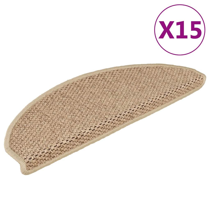 Covorașe scări autoadezive 15buc nisipiu 65x21x4cm aspect sisal