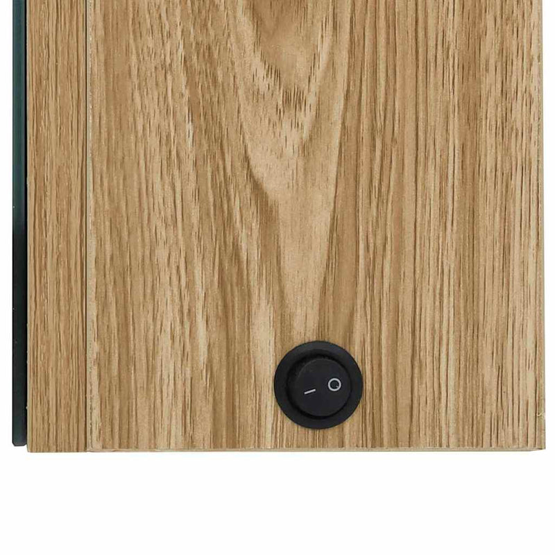 Dulap de baie cu oglindă și LED, stejar, 50x14x60 cm