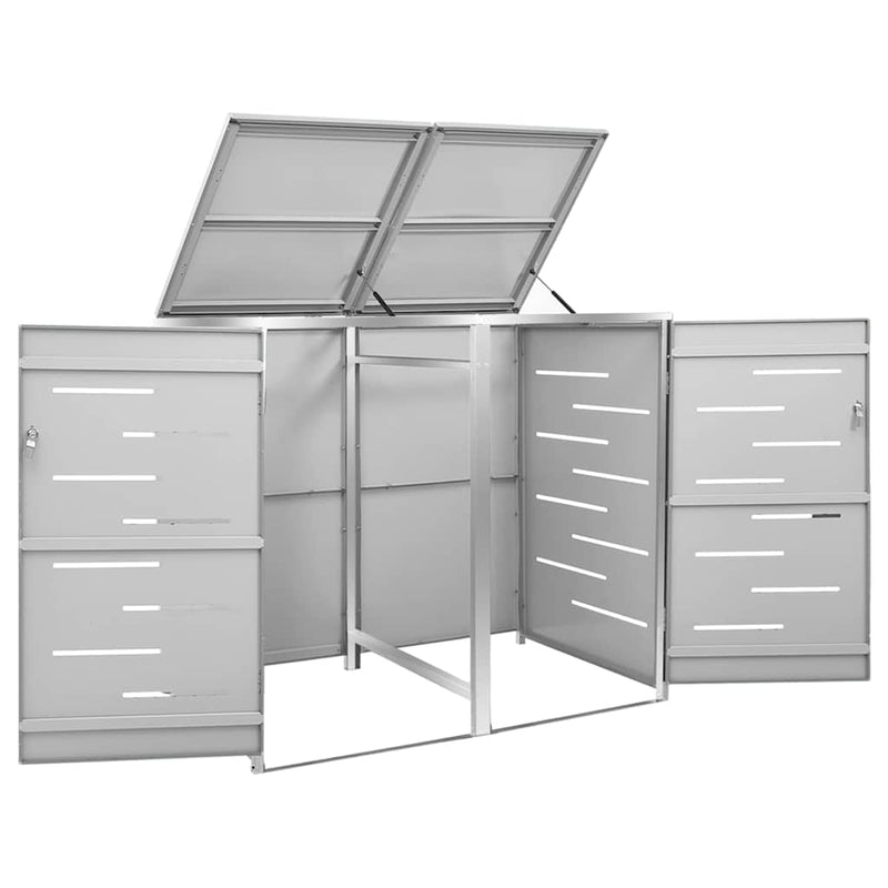 Magazie pentru două pubele, 138x77,5x115 cm, oțel inoxidabil