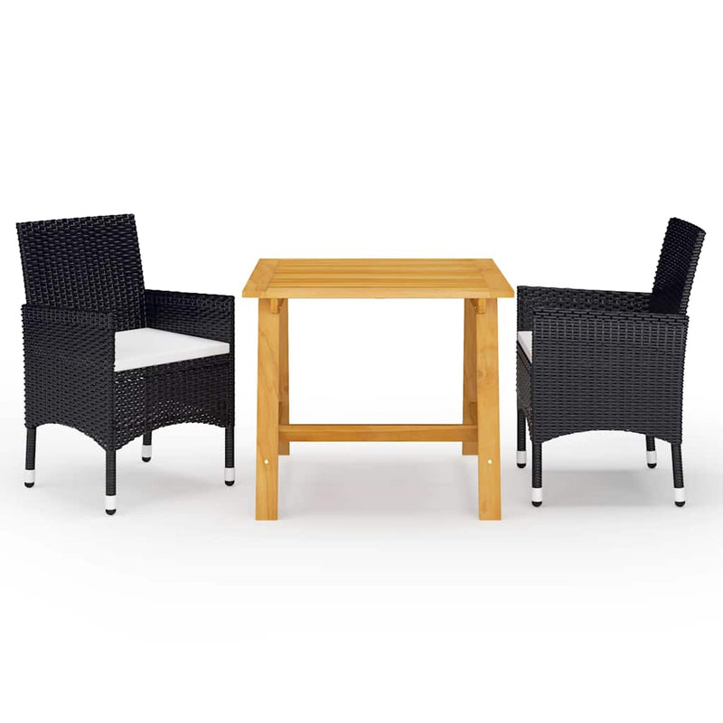 Set de masă pentru grădină, 3 piese, negru