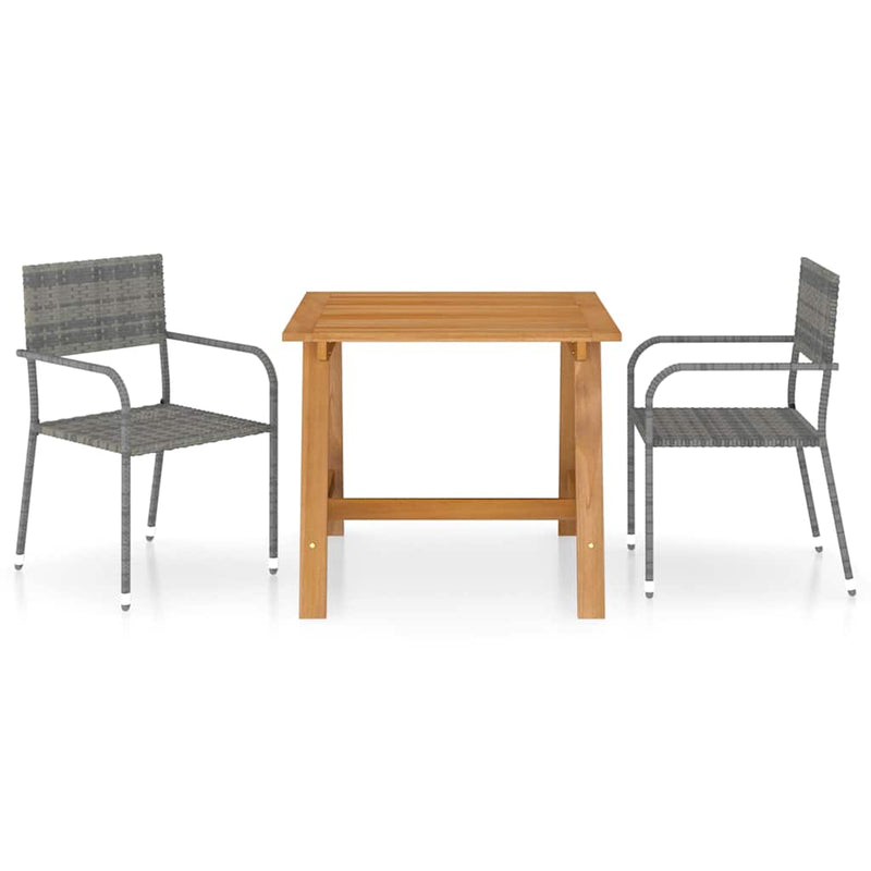 Set de masă pentru grădină, 3 piese, gri