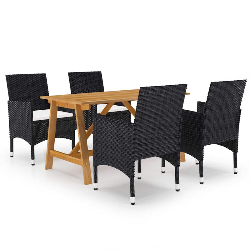 Set mobilier de grădină, 5 piese, negru