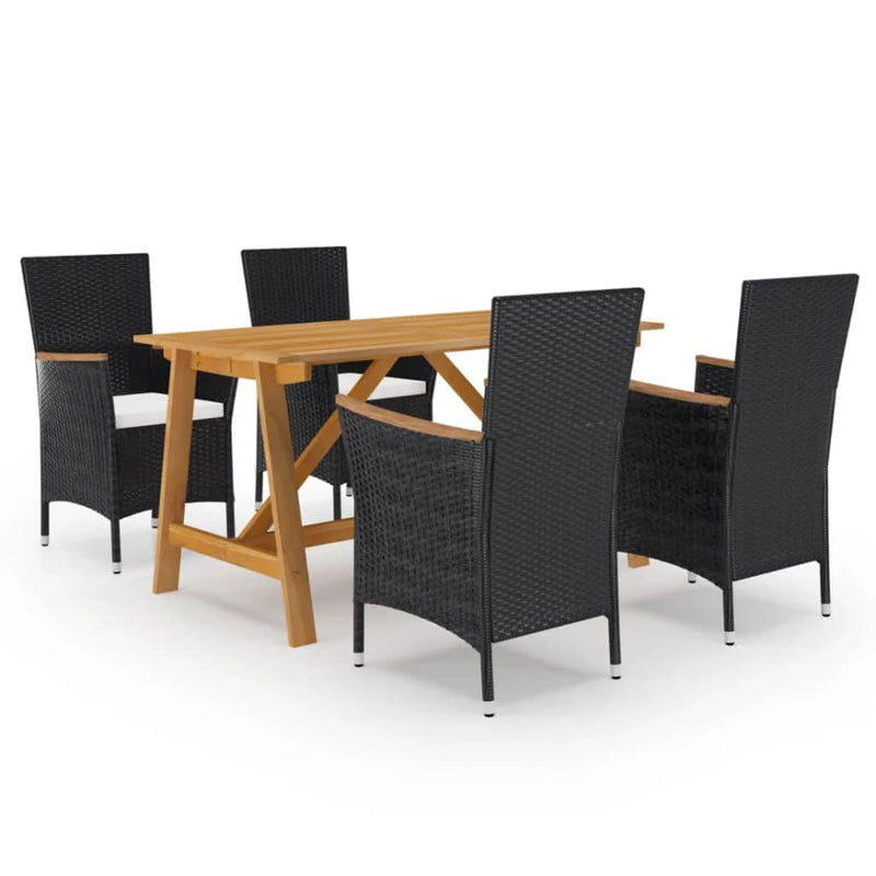 Set mobilier de grădină, 5 piese, negru