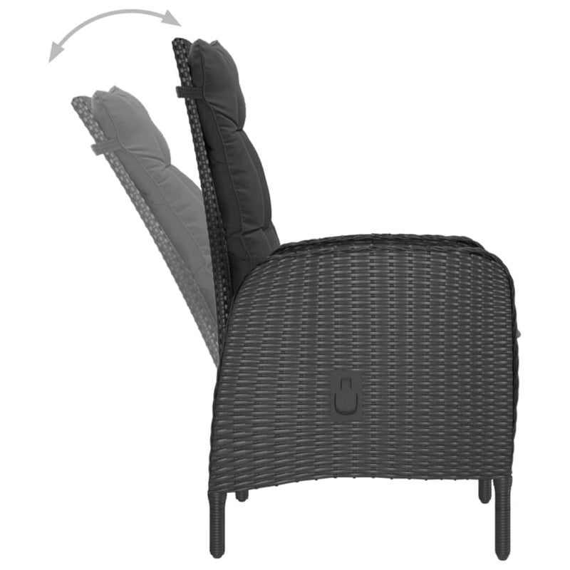 Set de masă pentru grădină, 5 piese, negru