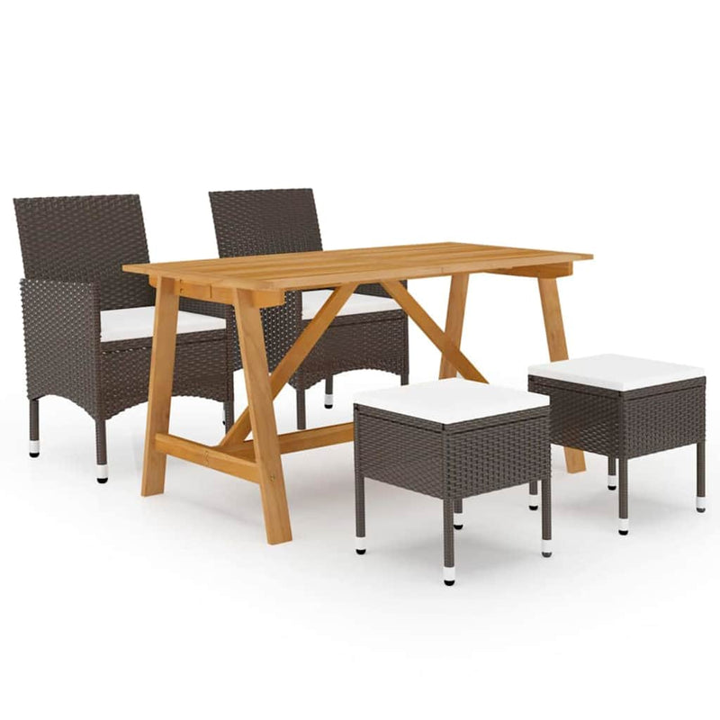 Set de masă pentru grădină, 5 piese, maro