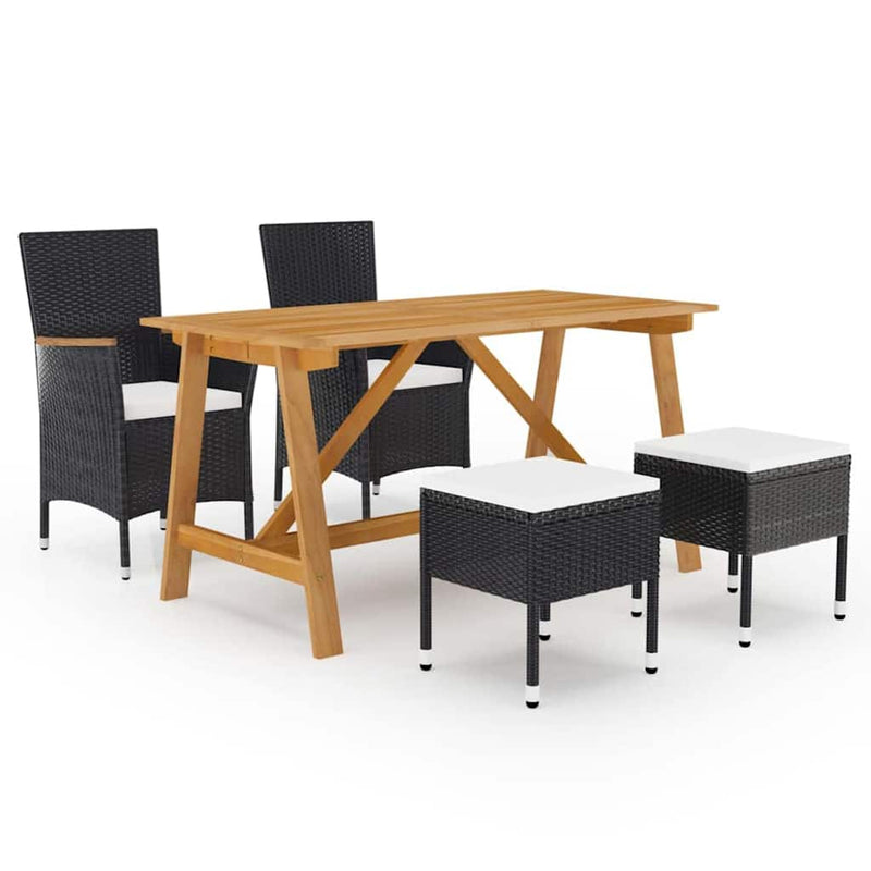 Set mobilier de grădină, 5 piese, negru