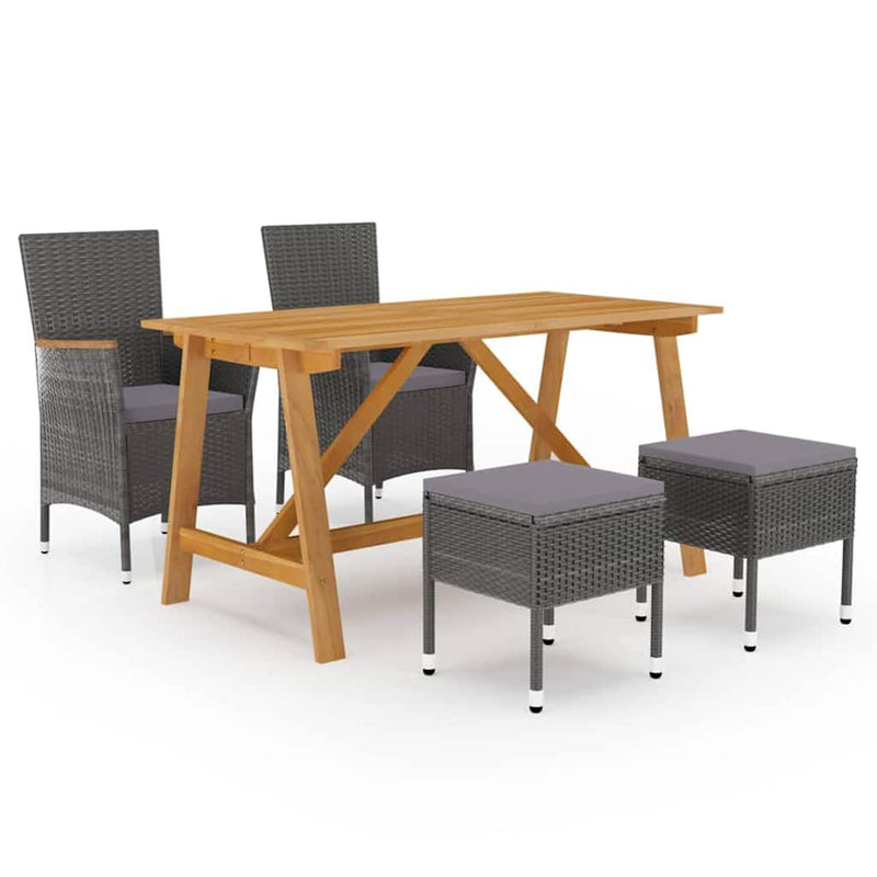 Set de masă pentru grădină, 5 piese, gri