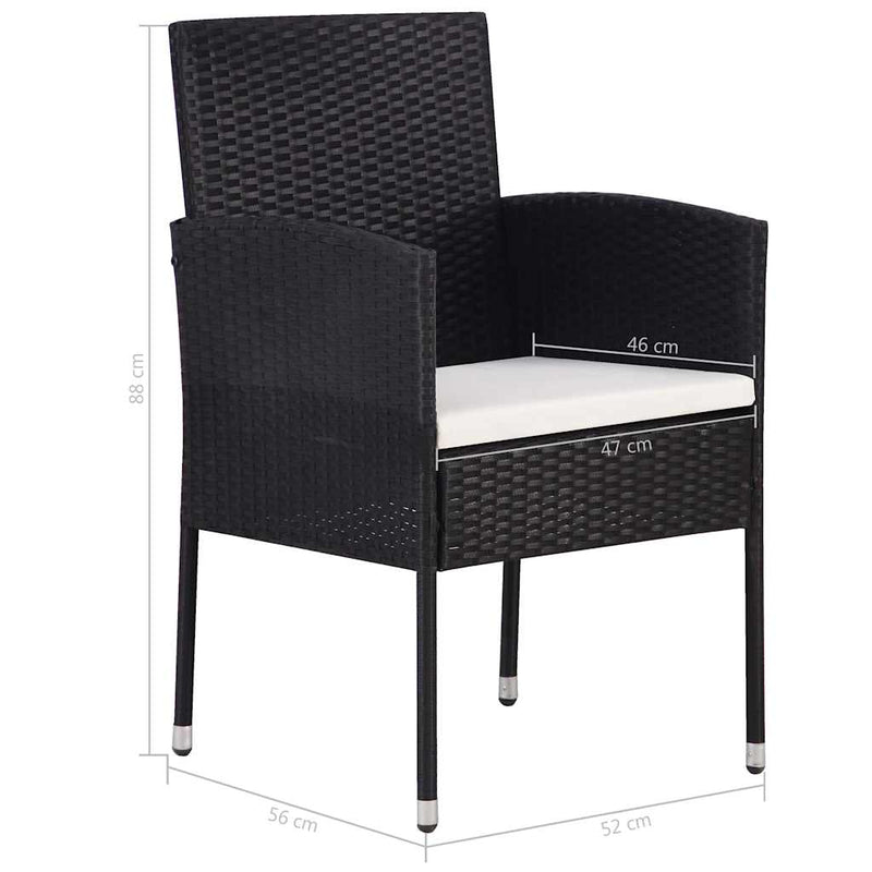 Set de masă pentru grădină, 5 piese, negru