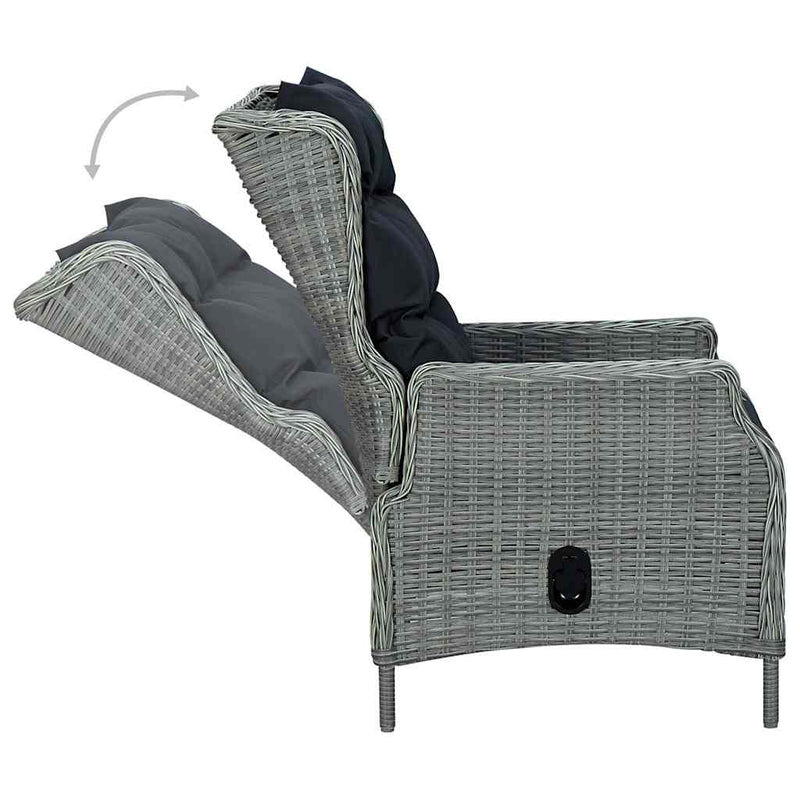 Set de masă pentru grădină, 5 piese, gri deschis