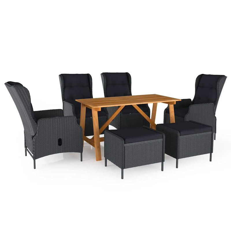 Set de masă pentru grădină, 7 piese, gri închis