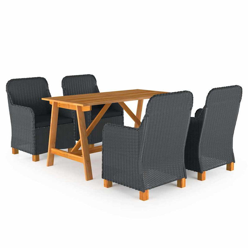 Set de masă pentru grădină, 5 piese, gri închis